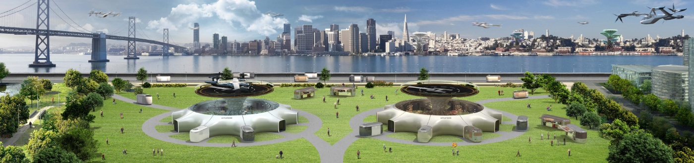 Die Stadt der Zukunft mit Hubs für Flugtaxis © Hyundai Motor Deutschland GmbH 