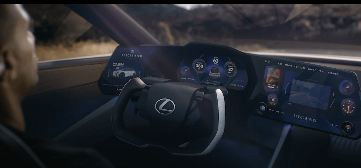 Für das Konzeptauto LF-Z Electrified haben die Lexus-Ingenieure eine innovative „Drive-by-wire“-Lenkung vorgesehen. Ein klassisches Lenkrad ist da nicht mehr nötig. © Lexus, a Division of Toyota Motor Sales, U.S.A., Inc. 