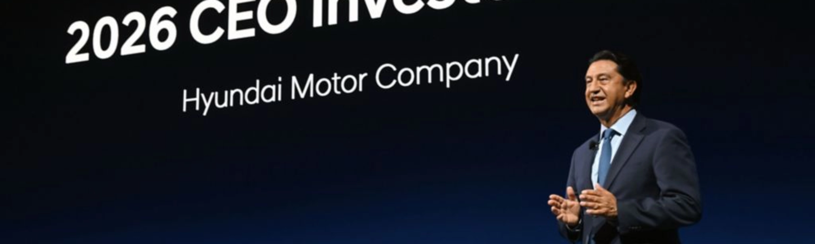Redner auf der Bühne beim CEO Investor Day 2026 der Hyundai Motor Company.