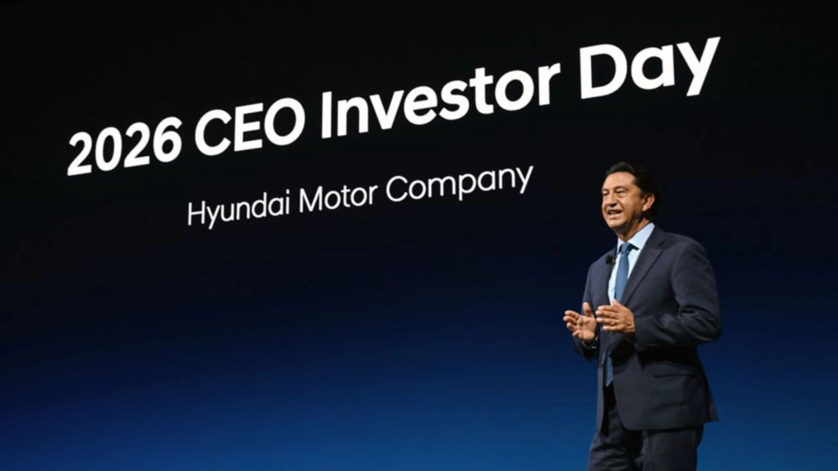 Redner auf der Bühne beim CEO Investor Day 2026 der Hyundai Motor Company.