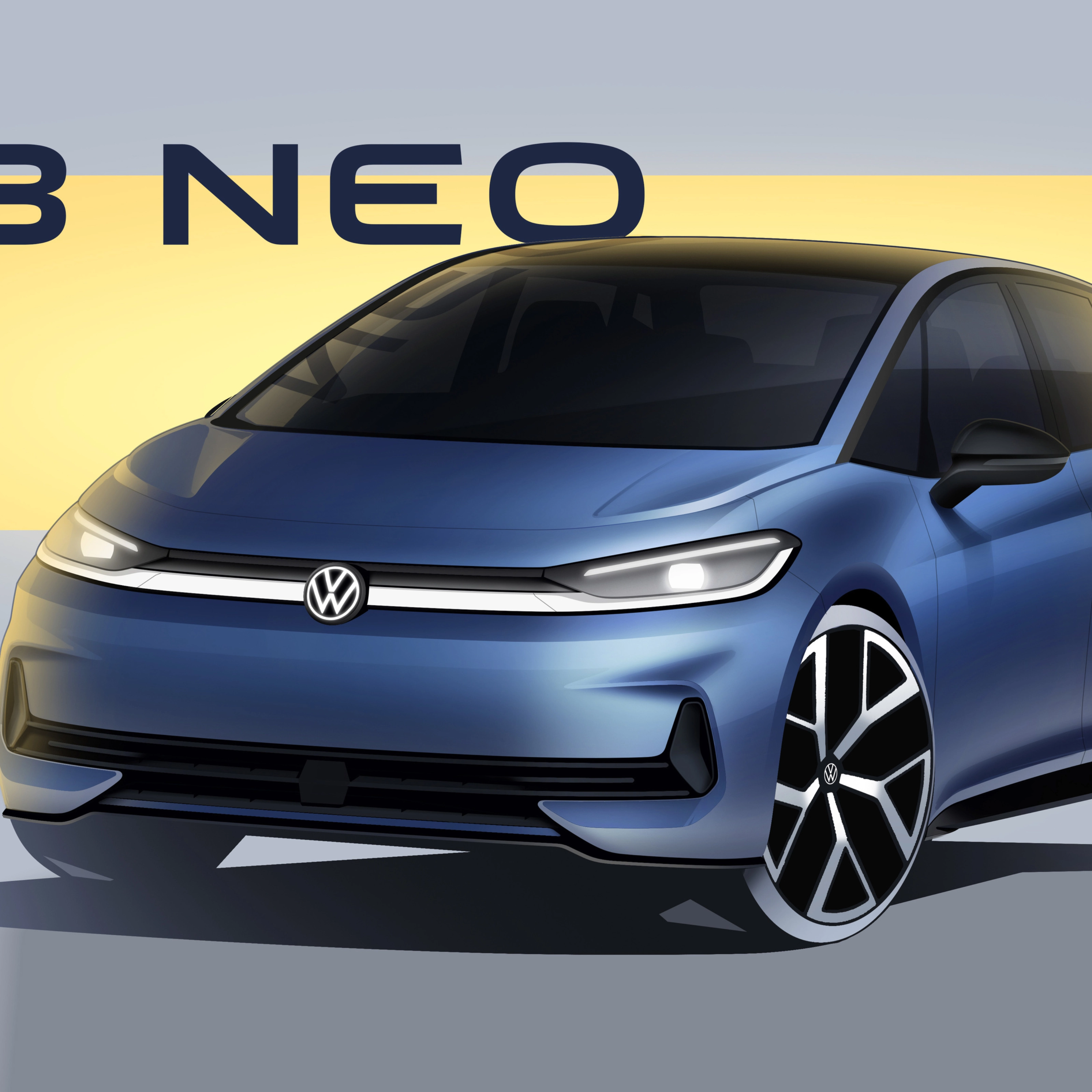 Volkswagen ID.3 Neo Konzeptfahrzeug in einer Studioansicht.