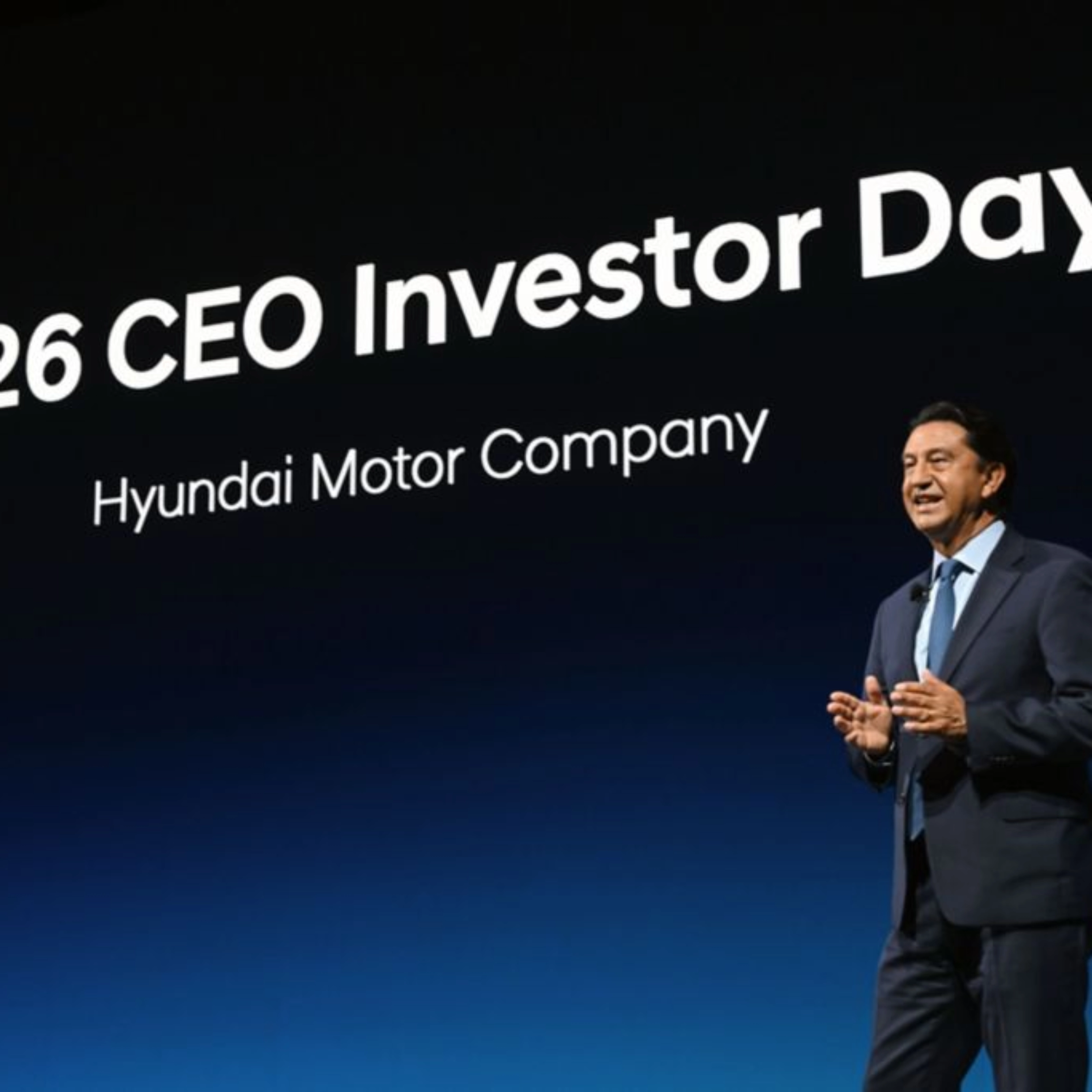 Redner auf der Bühne beim CEO Investor Day 2026 der Hyundai Motor Company.