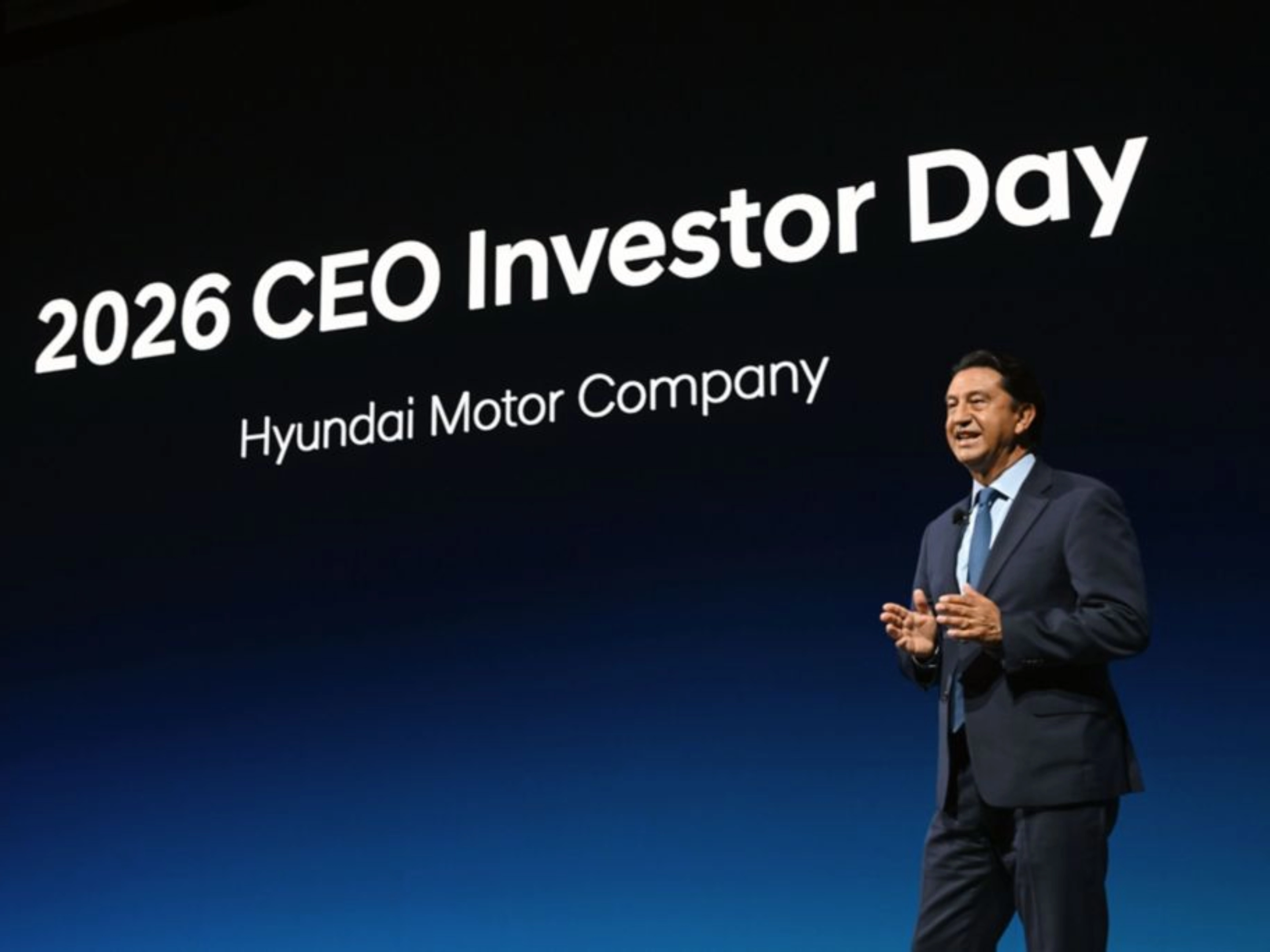 Redner auf der Bühne beim CEO Investor Day 2026 der Hyundai Motor Company.