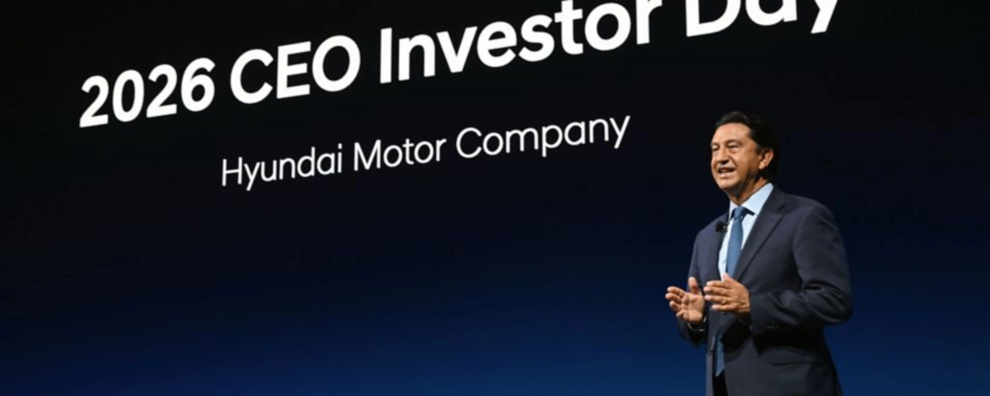 Redner auf der Bühne beim CEO Investor Day 2026 der Hyundai Motor Company.