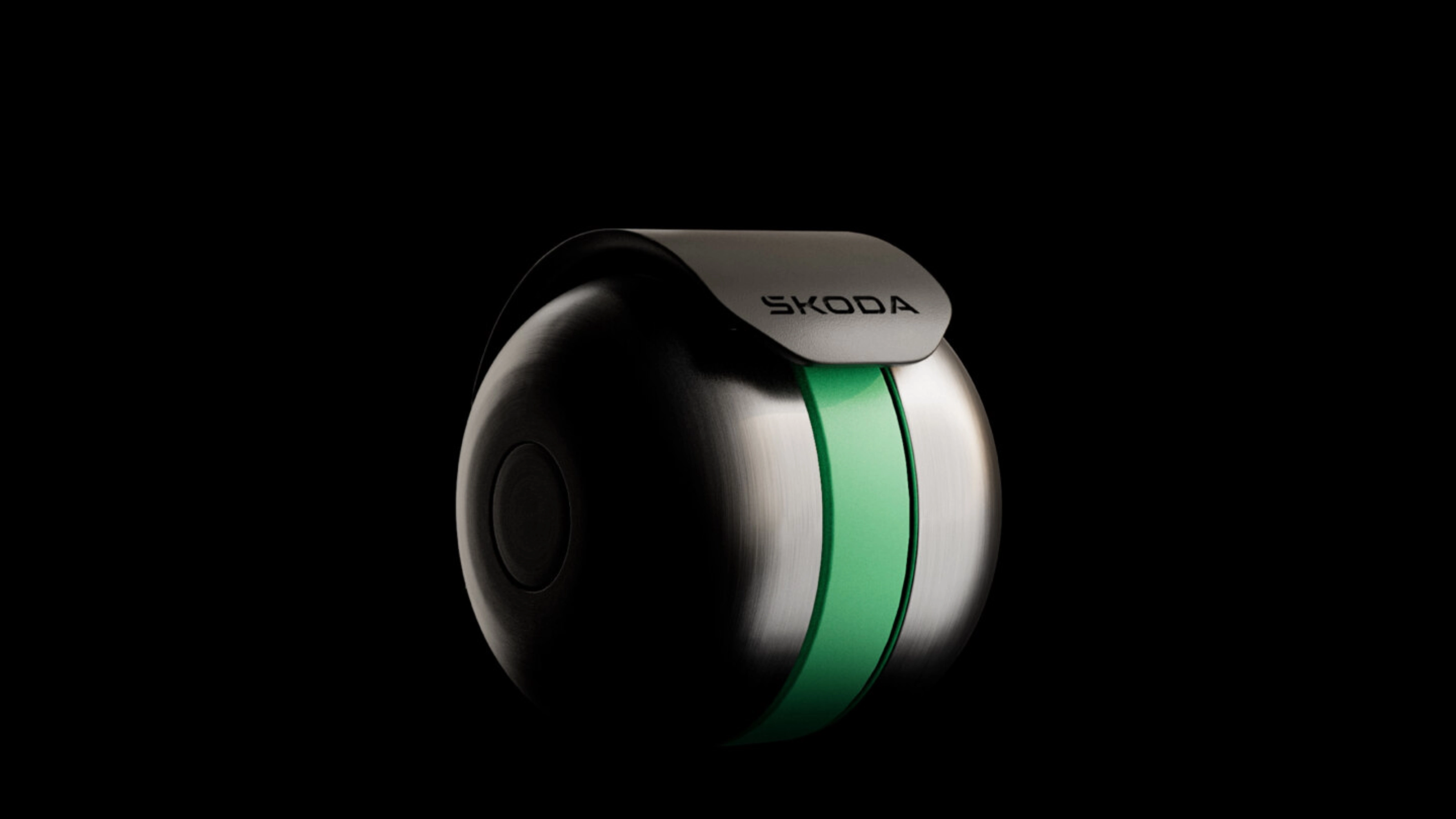 Skoda wheel module with integrated electric drive shown on a black background.