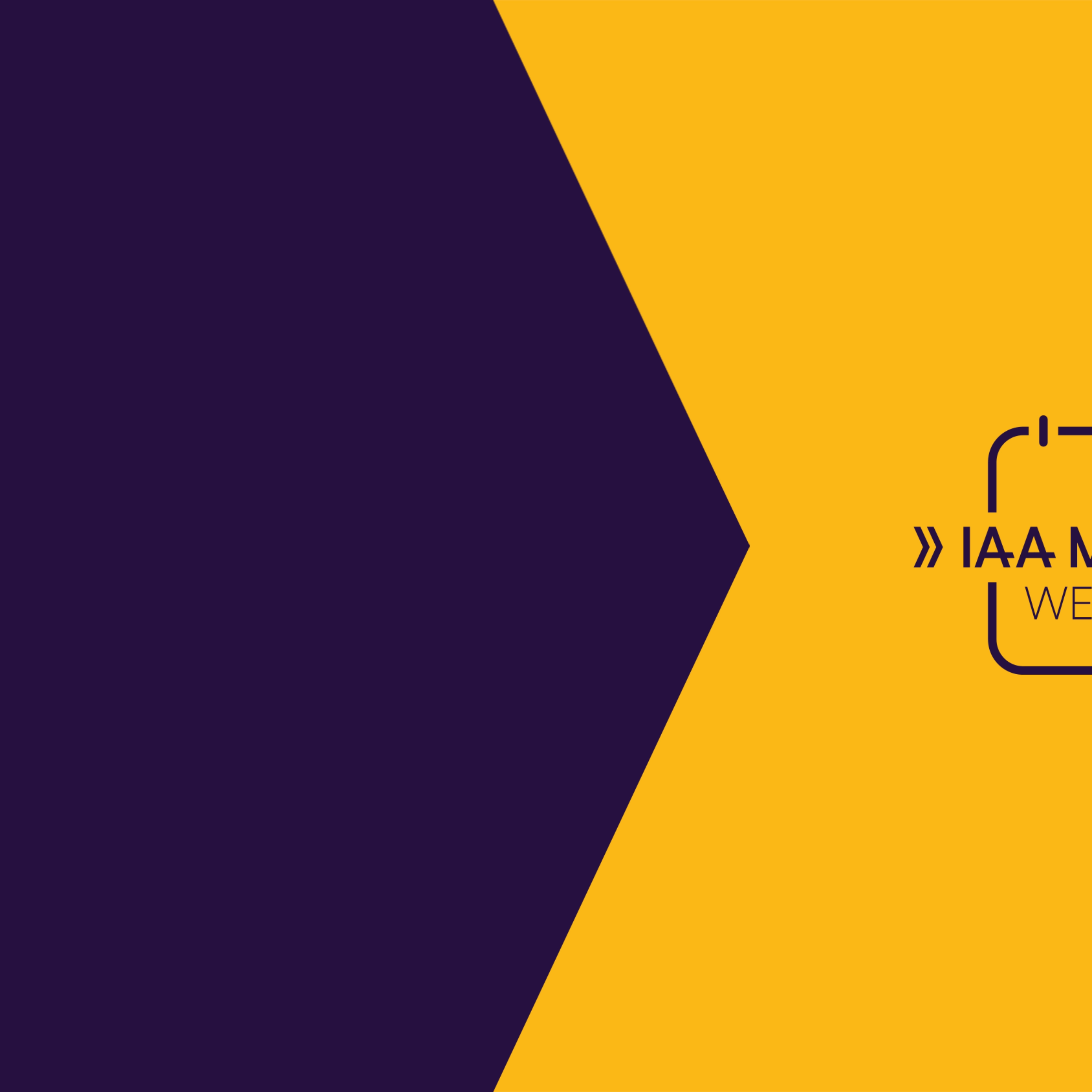 Graphic with the text “IAA MOBILITY WEEKLY” and a calendar icon on a yellow and dark blue background.