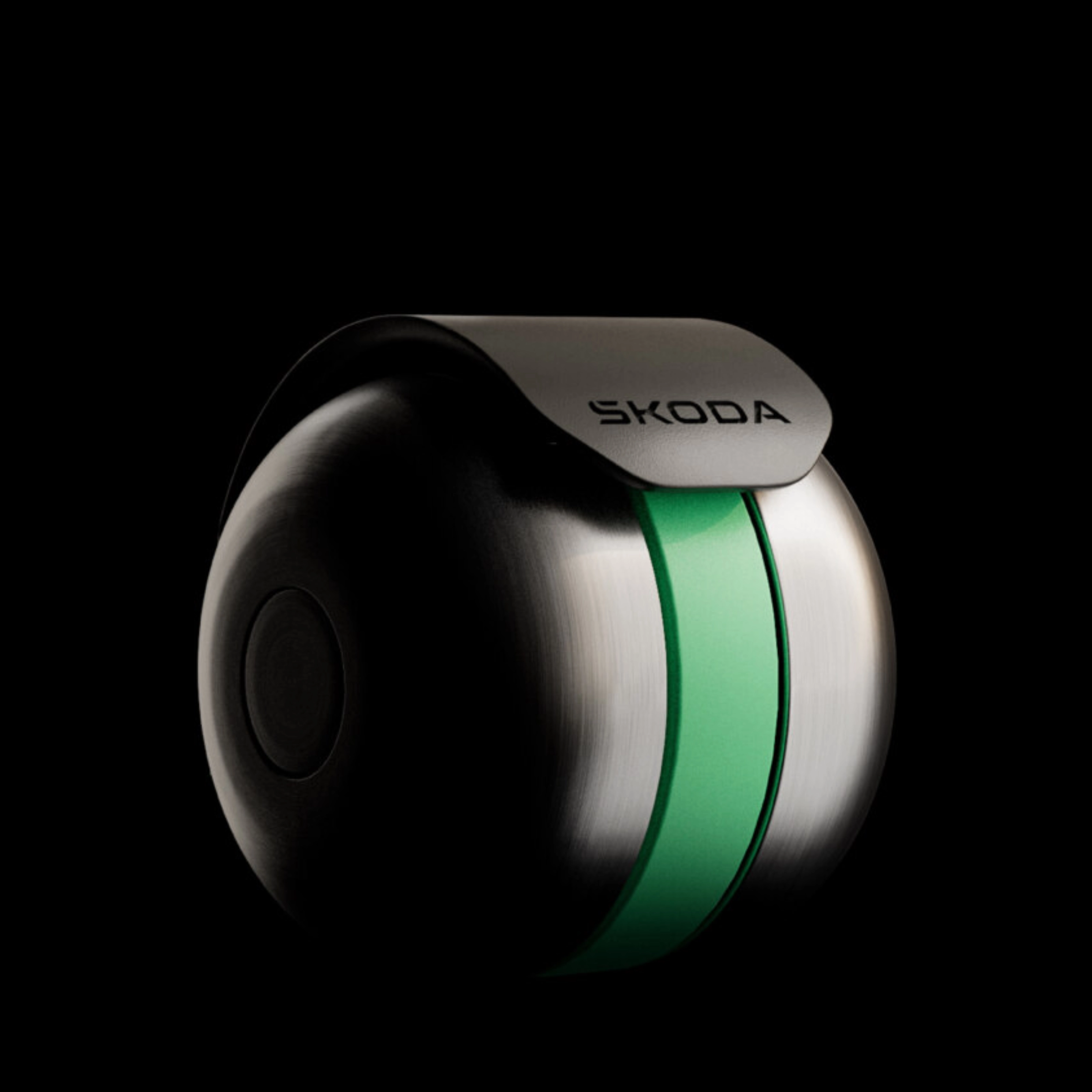 Skoda wheel module with integrated electric drive shown on a black background.