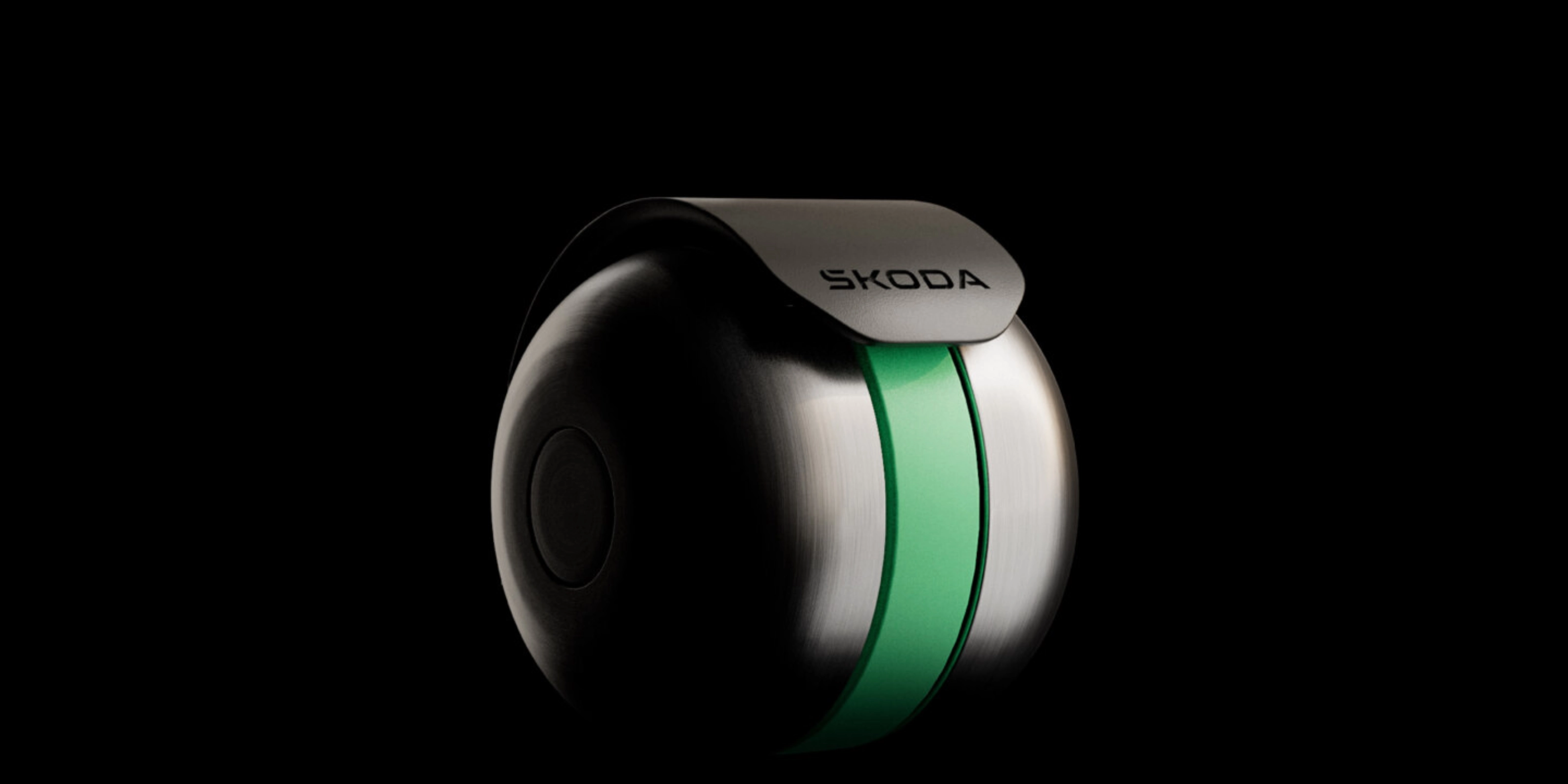 Skoda wheel module with integrated electric drive shown on a black background.