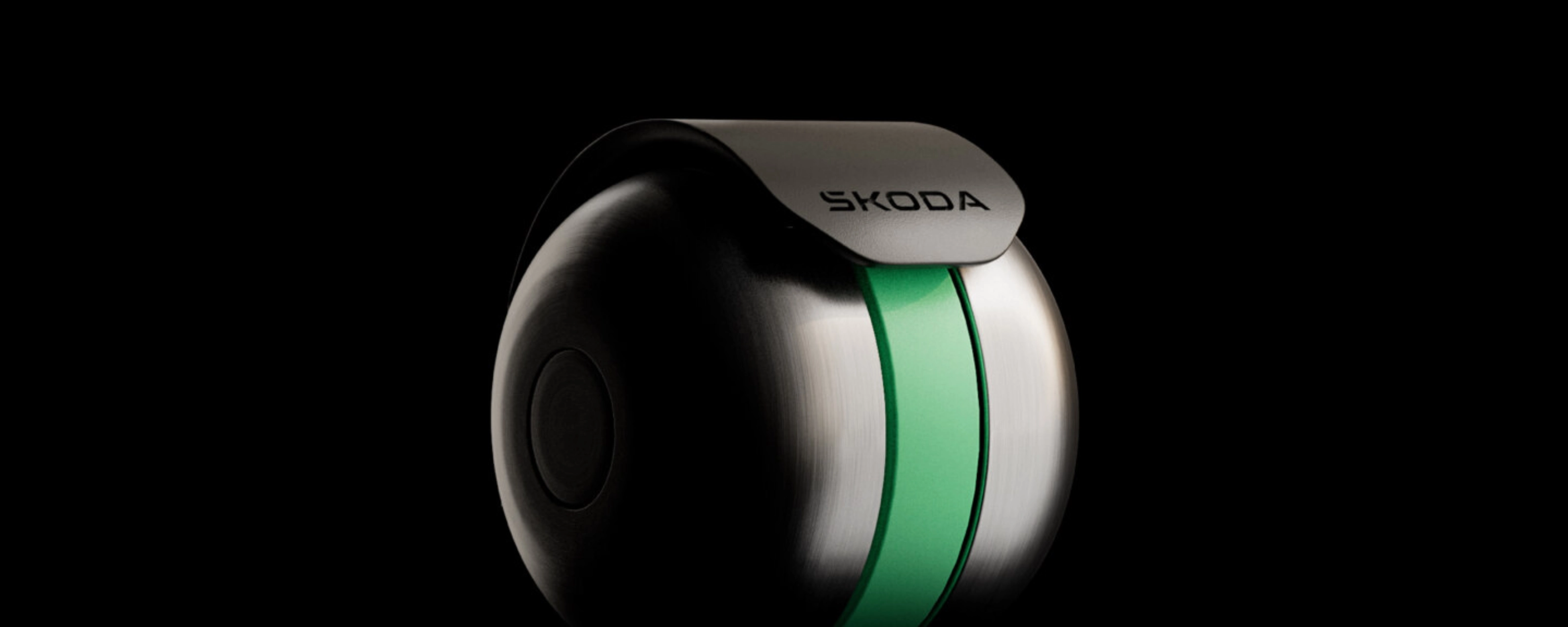Skoda wheel module with integrated electric drive shown on a black background.