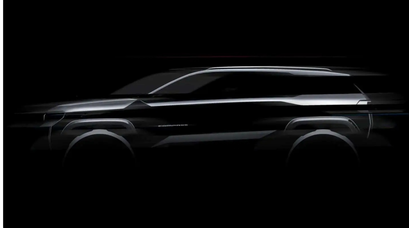 Dark silhouette rendering of a Jeep SUV concept with highlighted contours and aerodynamic lines.
