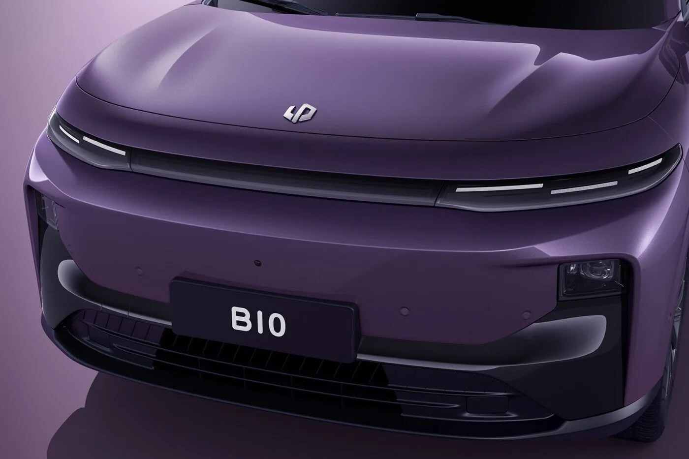 A Leapmotor B10 electric SUV is displayed in a showroom, highlighting its sleek design and compact size.