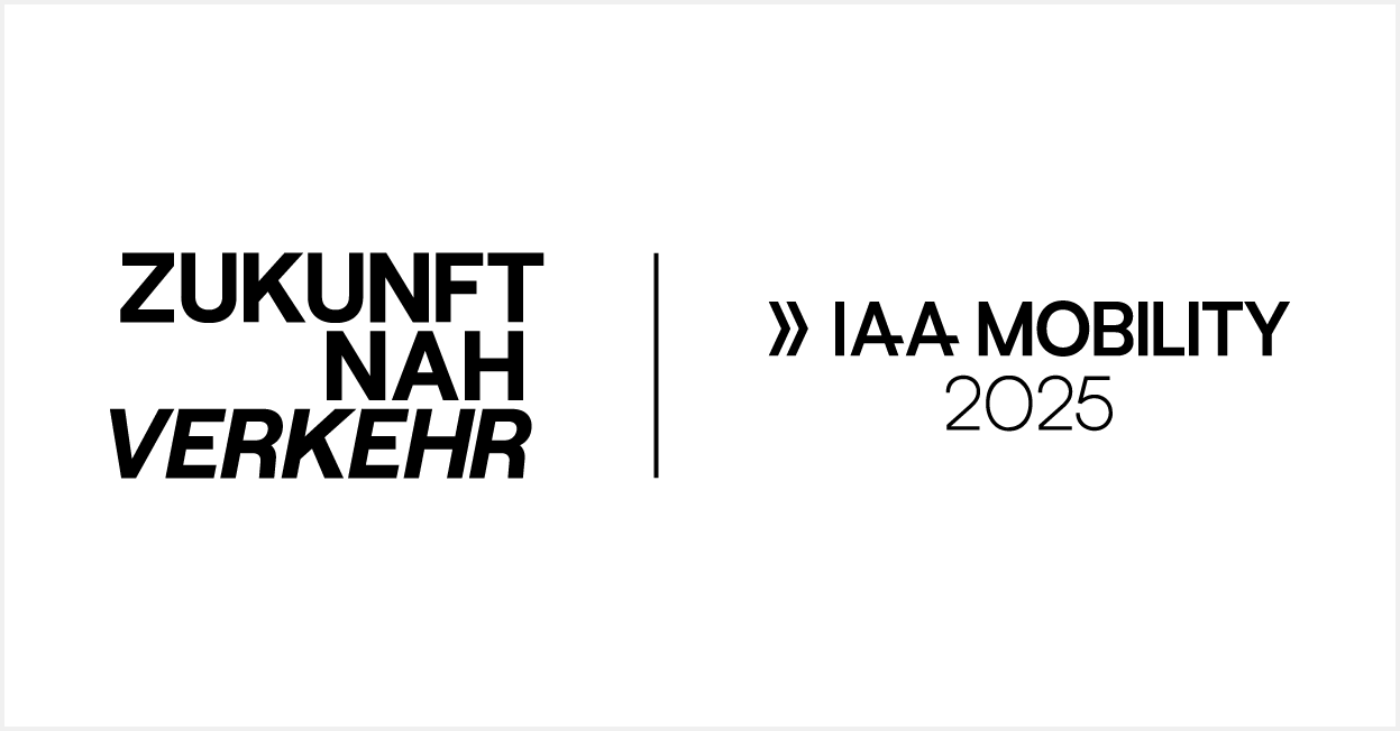 Logo mit der Aufschrift „Zukunft Nahverkehr“ und „IAA Mobility 2025“, getrennt durch eine Linie.