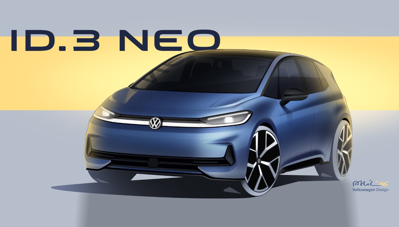 Volkswagen ID.3 Neo concept car in a studio setting.