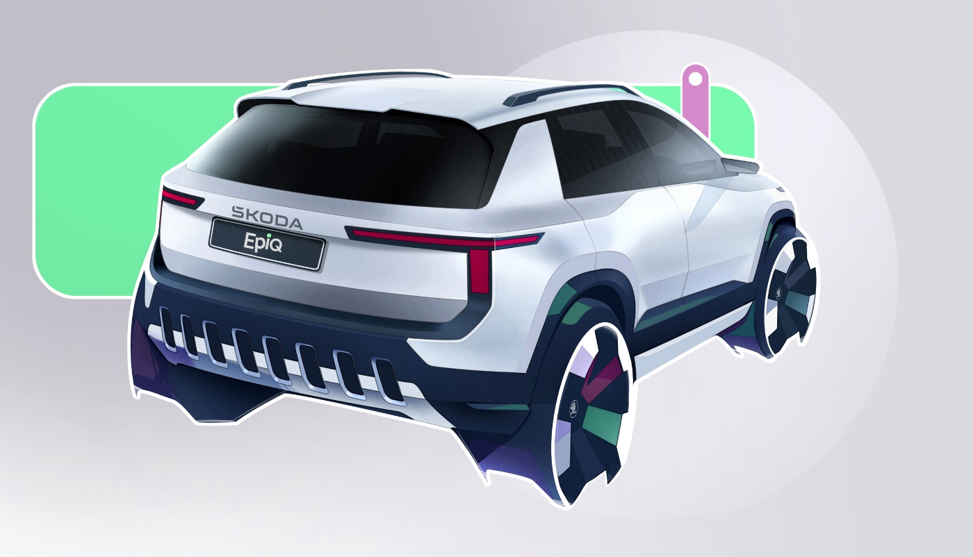 Rear view of the Škoda Epiq electric SUV concept.