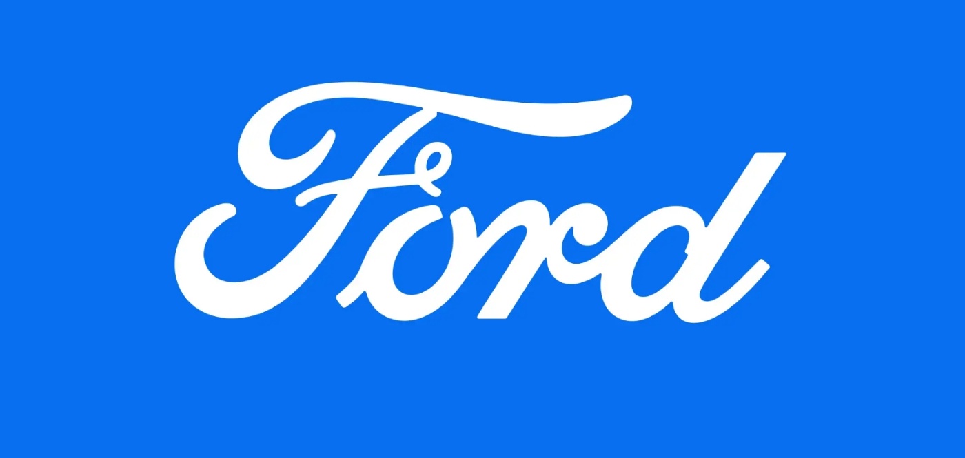 Ford logo in white script on a blue background.