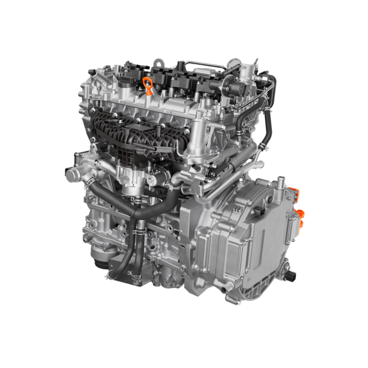 Horse Powertrain hybrid powertrain displayed as a standalone unit.
