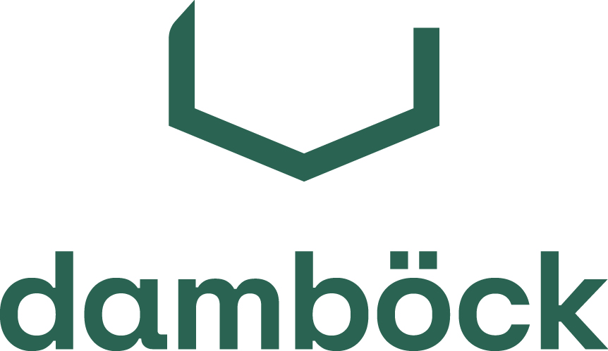 Grünes Dambeck-Logo mit stilisiertem Hexagon über dem Firmennamen.